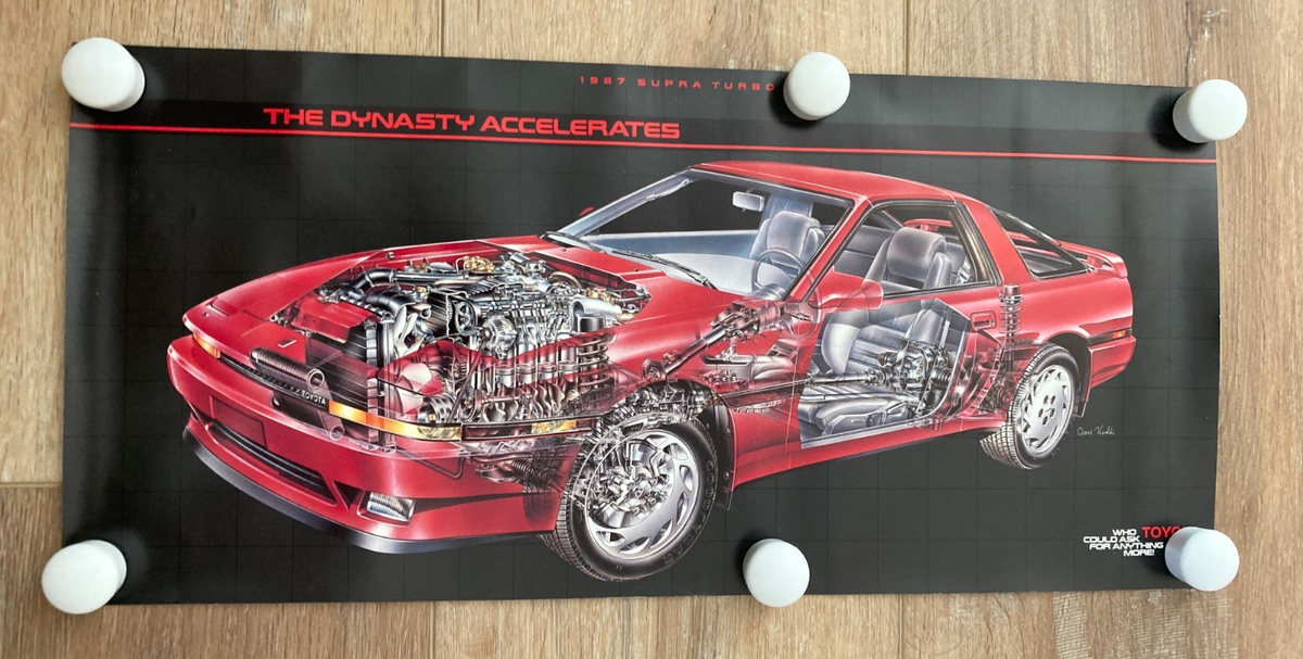 1987 Toyota Supra Turbo Cut Away Double Sided Poster David Kimble