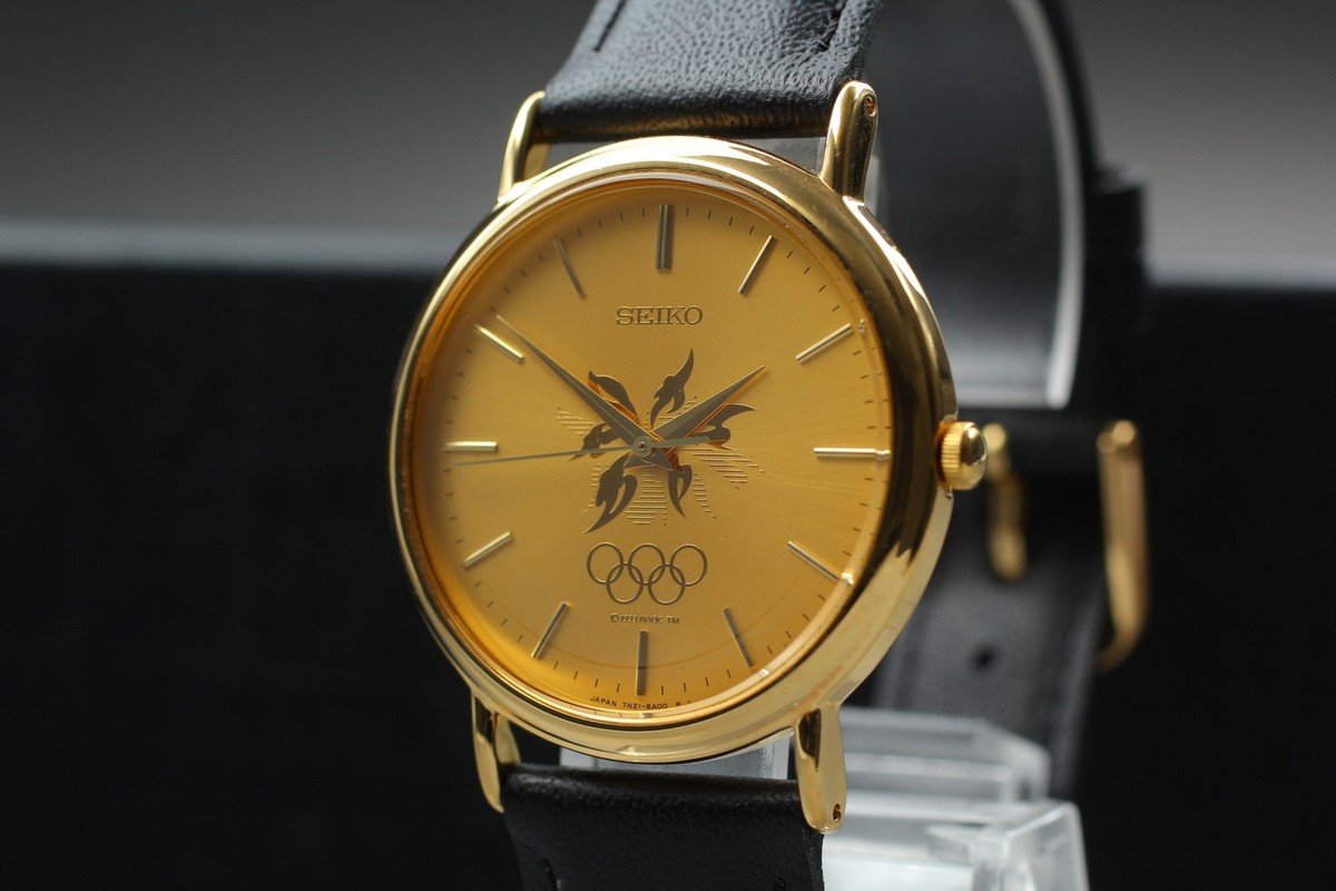 Vintage 1997 Seiko 7N21-8A00 Nagano Olympic commemorative Qz Mens