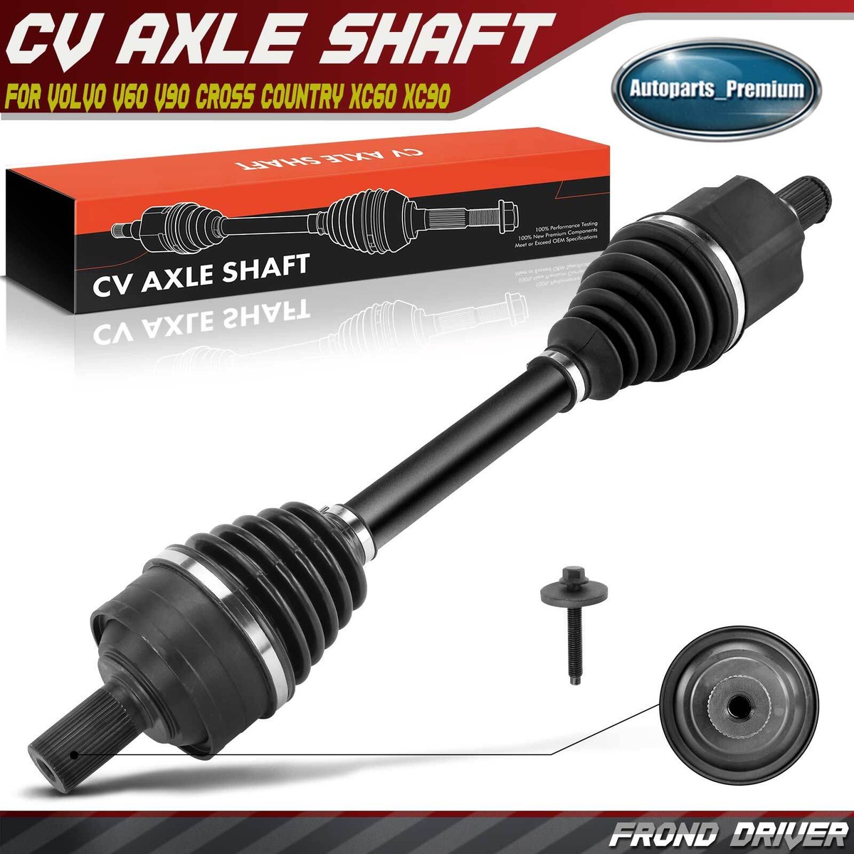 Front Driver CV Axle Assembly for Volvo XC60 2018-2021 XC90 V60