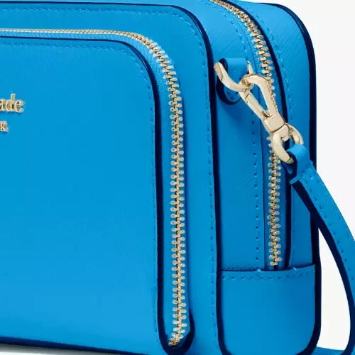 Kate Spade Dual Zip Around Crossbody Bag Blue Leather Purse KG036