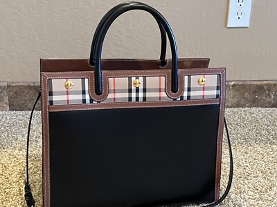 Authentic Burberry USED Medium Leather and Vintage Check Two