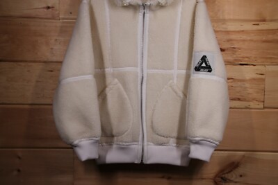 Palace Skateboards Sherpa Fleece White on White Hooded Zip Up