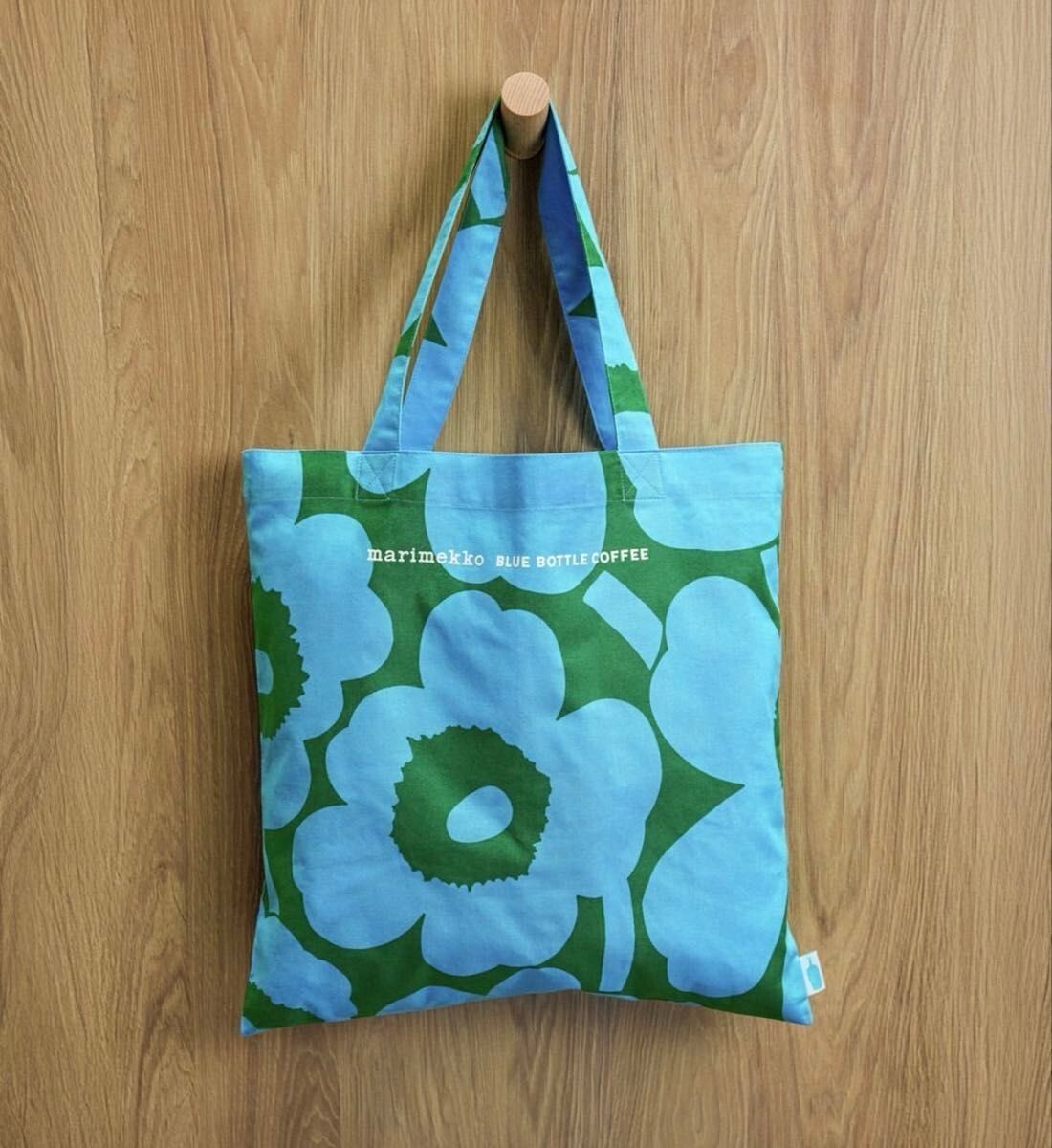 Marimekko × Blue Bottle Coffee Unikko Tote Bag Cotton Blue Green