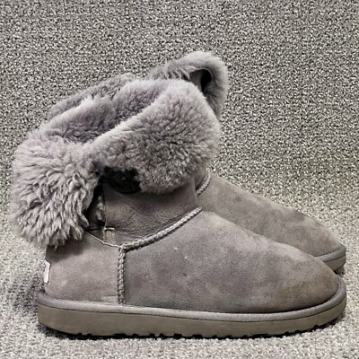UGG Australia Bailey Button Grey Sheepskin Winter Boots 5803