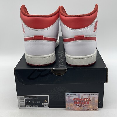 Size 11 - Air Jordan 1 Mid White Dune Red White Red Leather