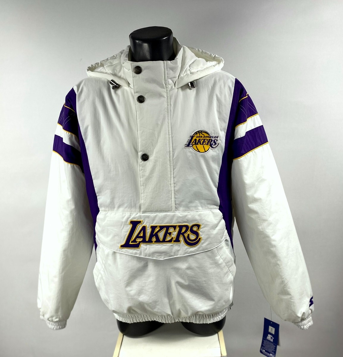 LOS ANGELES LAKERS Starter Hooded Half Zip Pullover Jacket L XL 2X