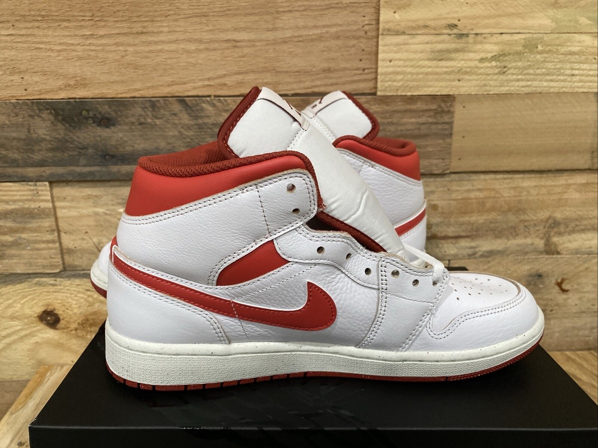 Nike Air Jordan 1 Mid SE Shoes Dune Red White FJ3458-160 Men's