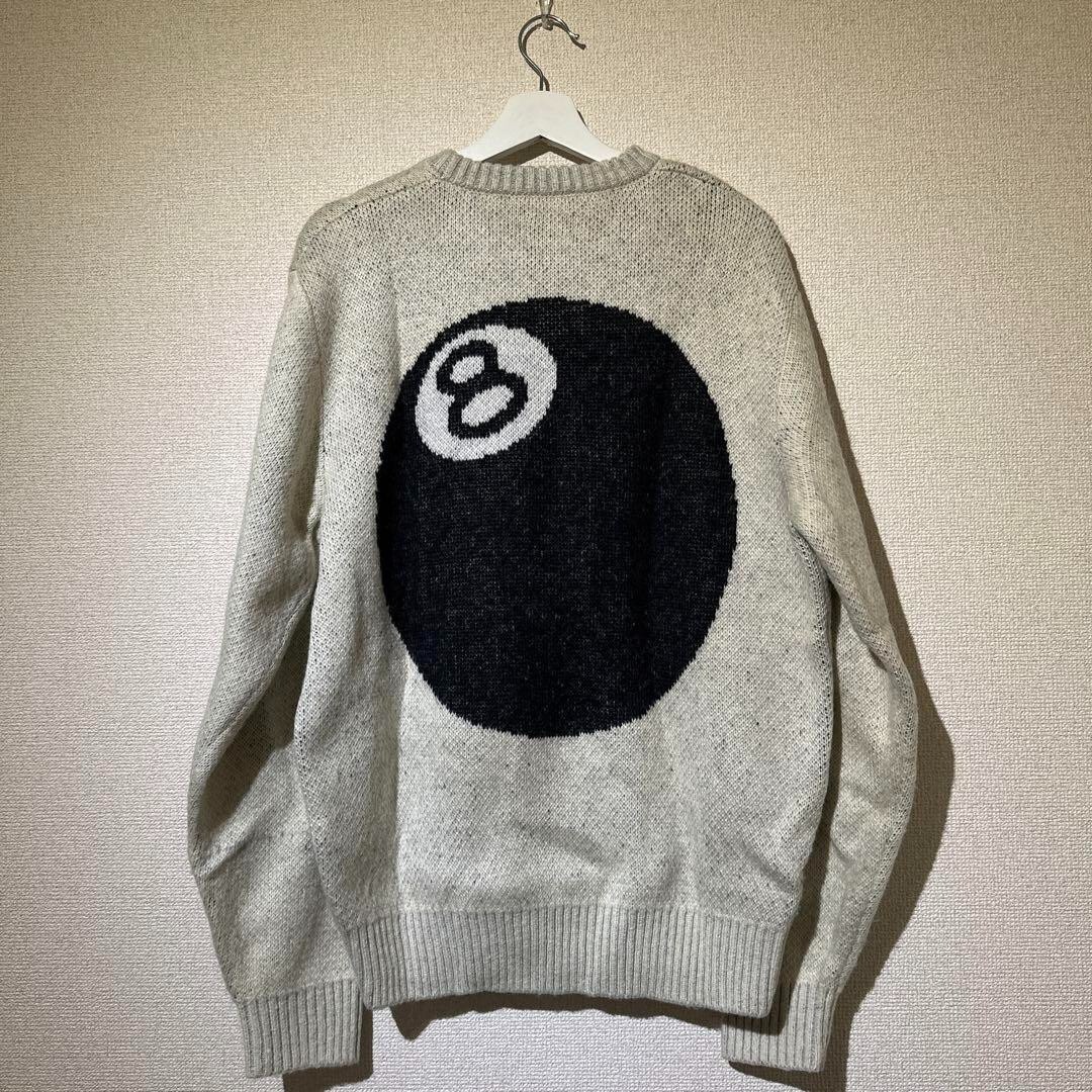 STUSSY 8 Ball Heavy Brushed Mohair Sweater White L Men Streetwear