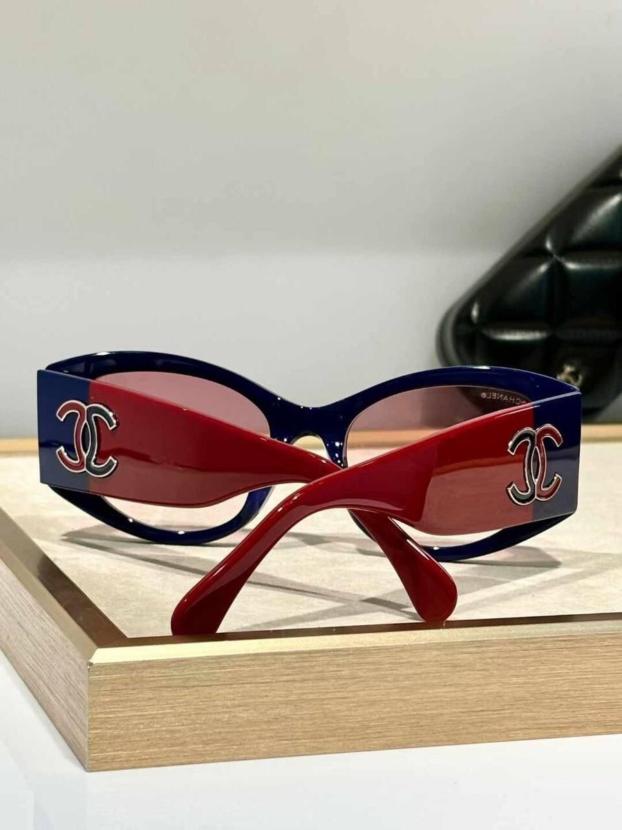 CHANEL Sunglasses Blue - red for ladies woman Size:53口19-145