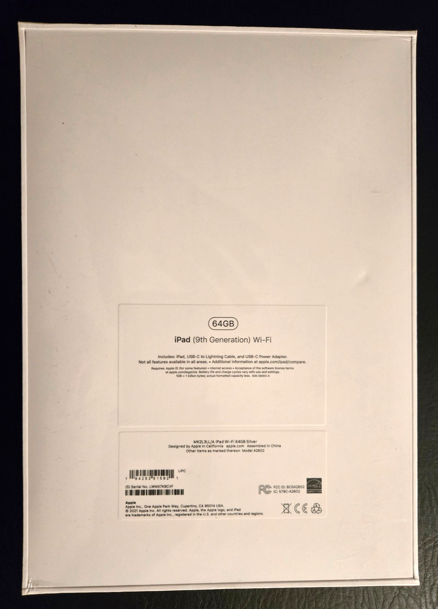 Apple iPad (9th Generation) A2602 64 GB, Wi-Fi, 10.2 in - Silver