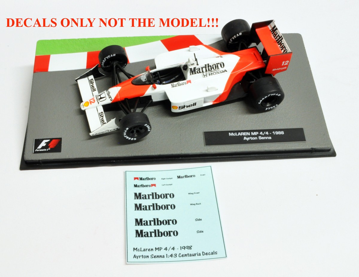 DECALS Ayrton Senna 1988 McLaren MP 4/4 1:43 Formula 1 Car