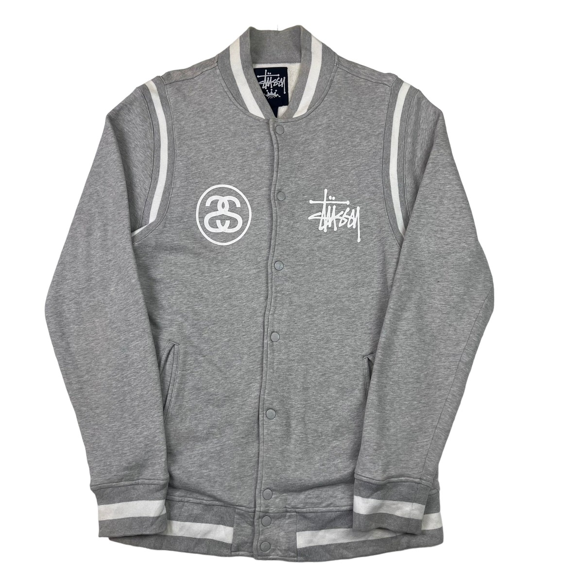 Stussy Worldwide Grey Varsity Jacket | eBay