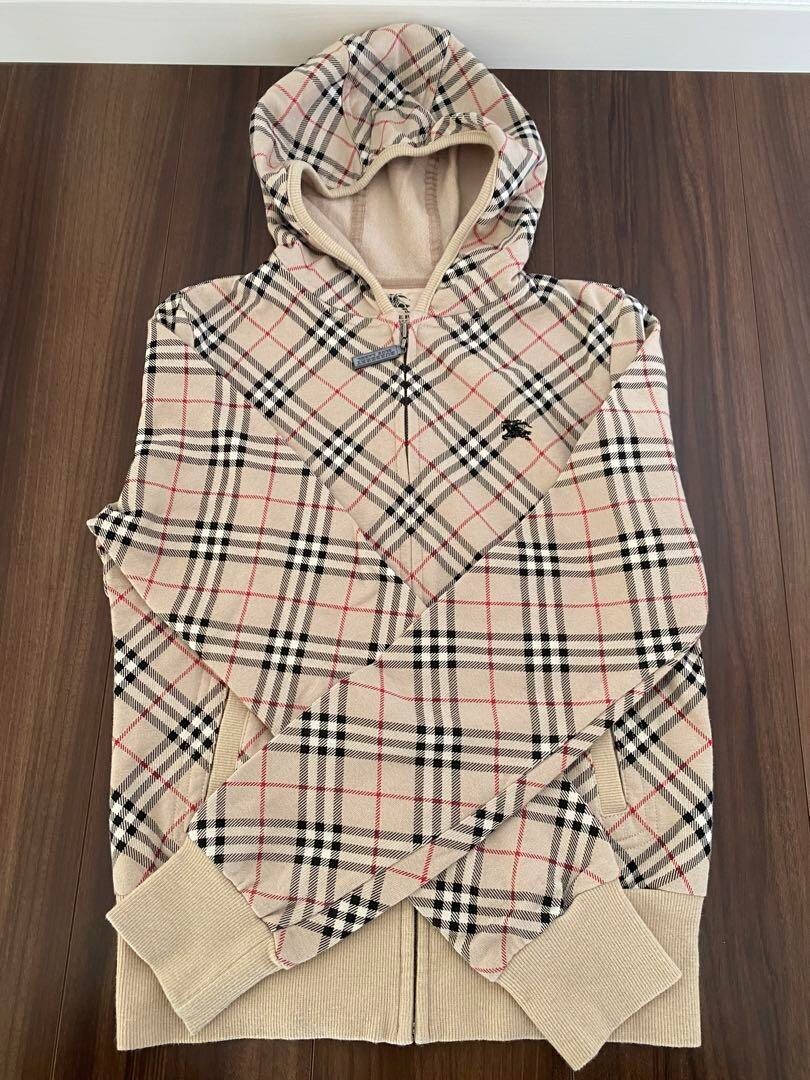 BURBERRY BLUE LABEL Nova Plaid Zip Up Hoodie beige size 38 XS