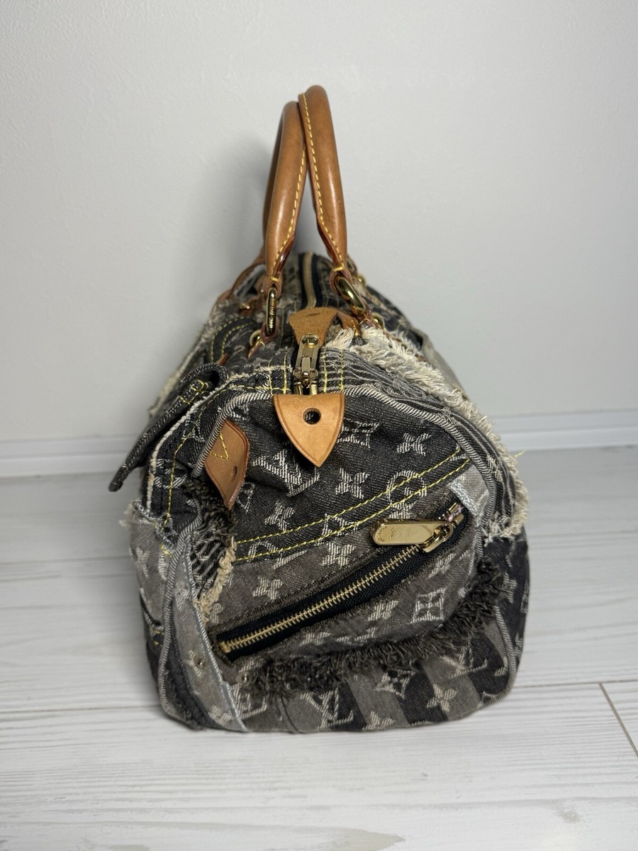 Louis Vuitton Patchwork Speedy Top Handle Bag 30 Blue Denim for