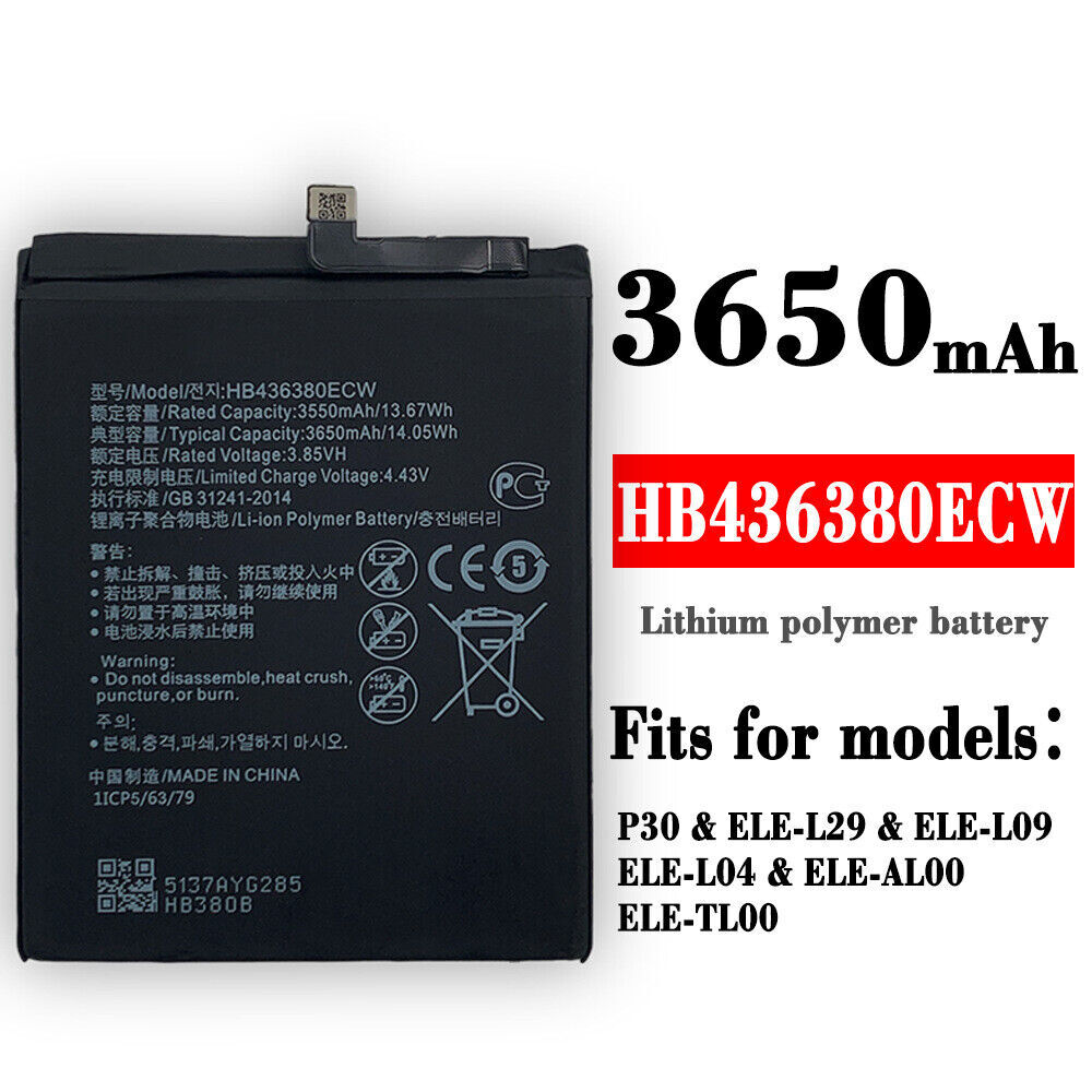 New Battery For Huawei P30 ELE-L04 Replacement HB436380ECW ELE-L29