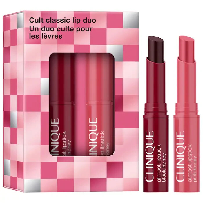 Clinique Cult Classic Almost Lipstick Duo Set -Black Honey & Pink