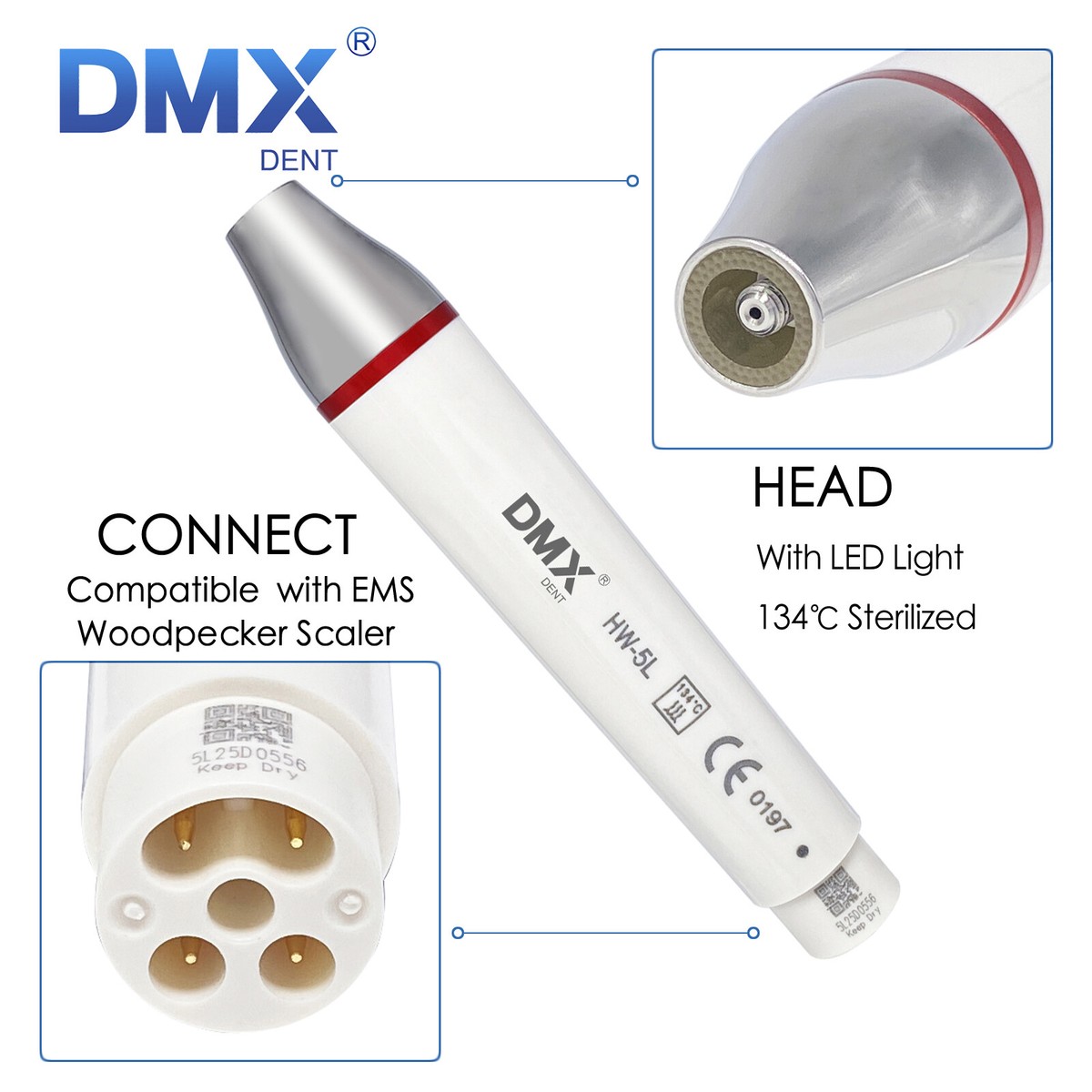 Dental LED Ultrasonic Piezo Scaler Handpiece/ Scaler Tips fit EMS