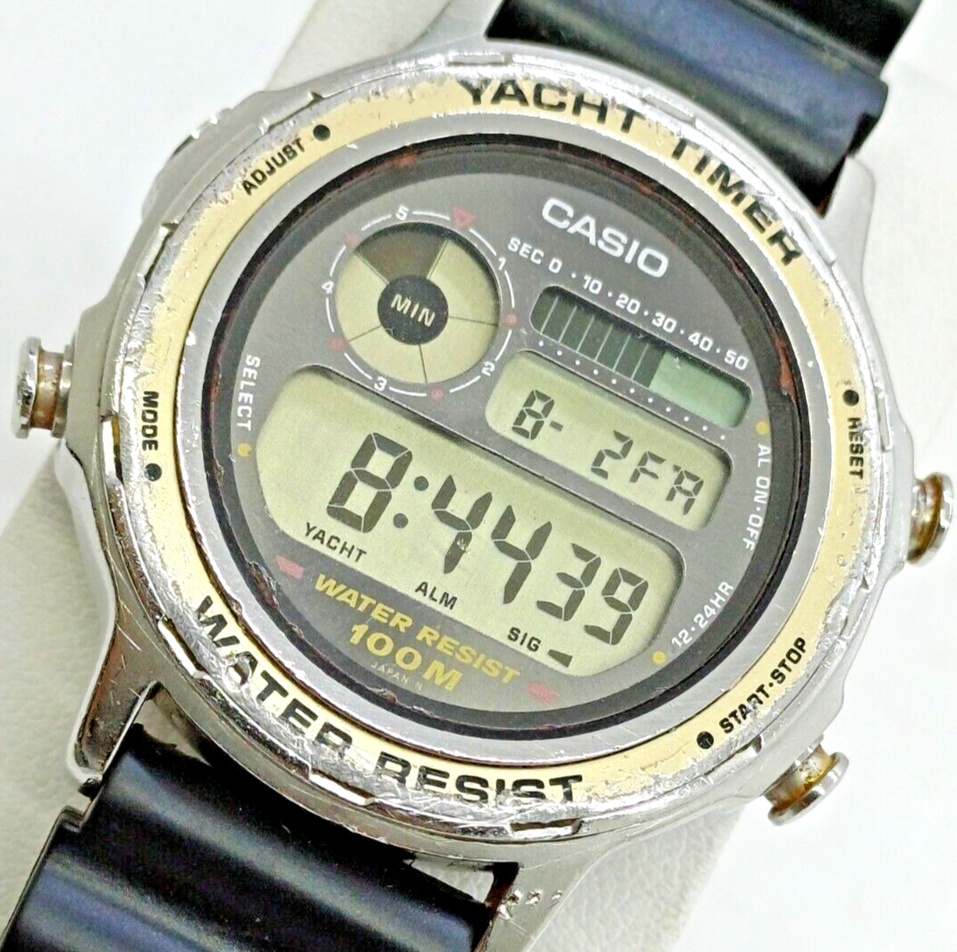 RARE VINTAGE CASIO 932 TRW-301 YACHT TIMER WATCH MEN,S STEEL JAPAN