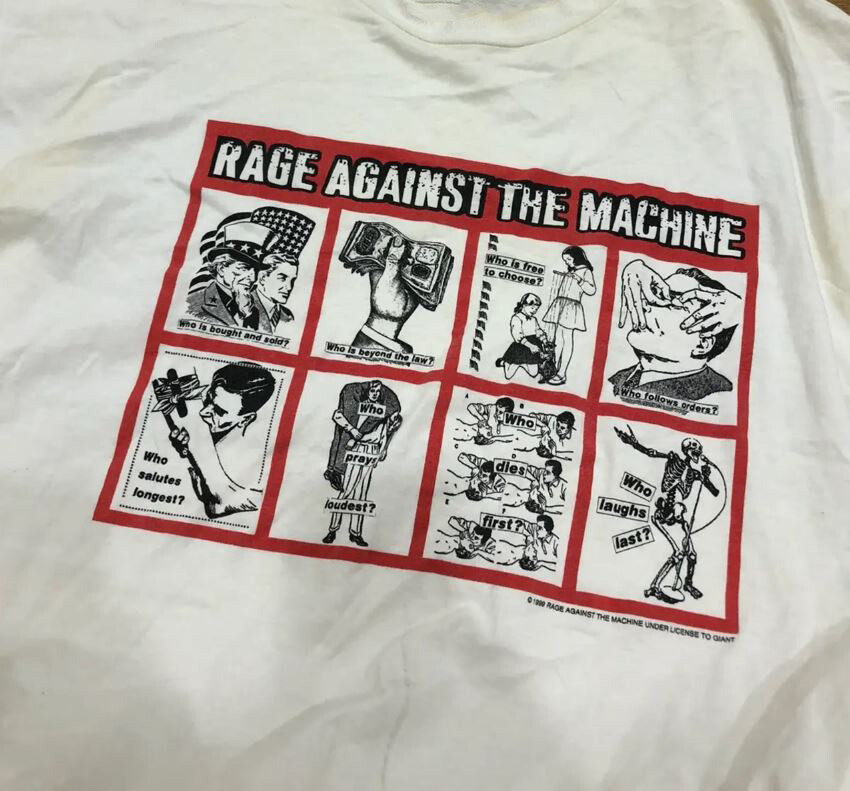 1999 Rage Against The Machine Albums Shirt Classic White Unisex S