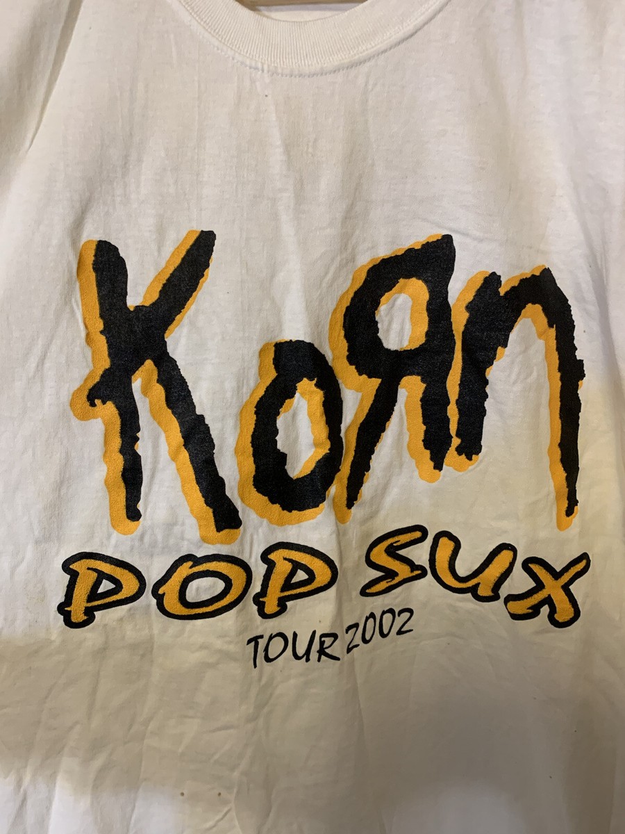 2002 Vintage Korn Concert T Shirt Sz XL POP SUX TOUR! - DISTURBED