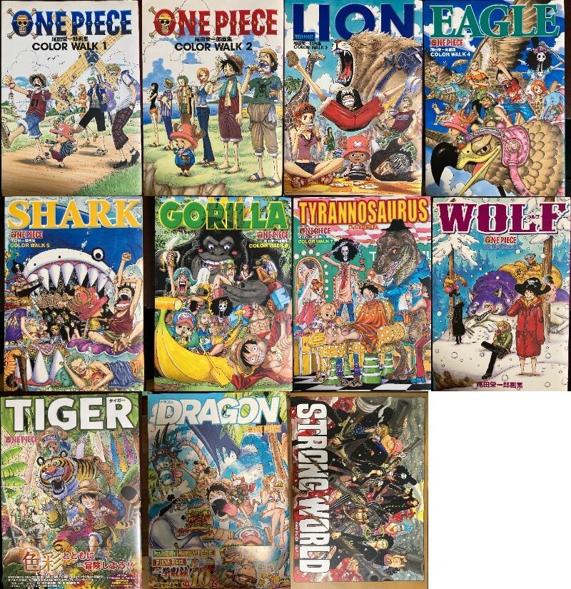Set of 11) ONE PIECE COLOR WALK 1 to 10 & STRONG WORLD, Art