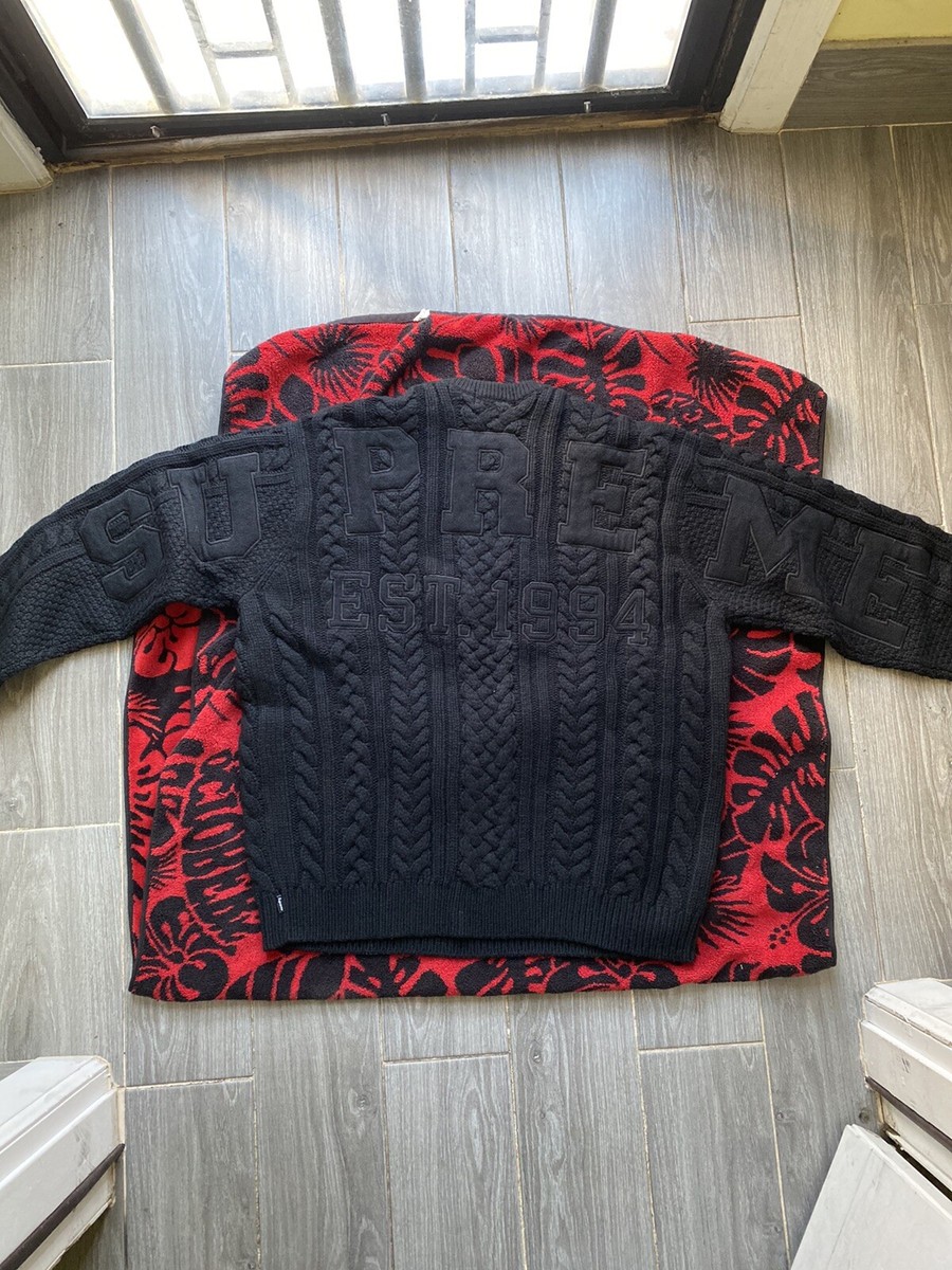 Supreme Applique Cable Knit Sweater In Hand | eBay