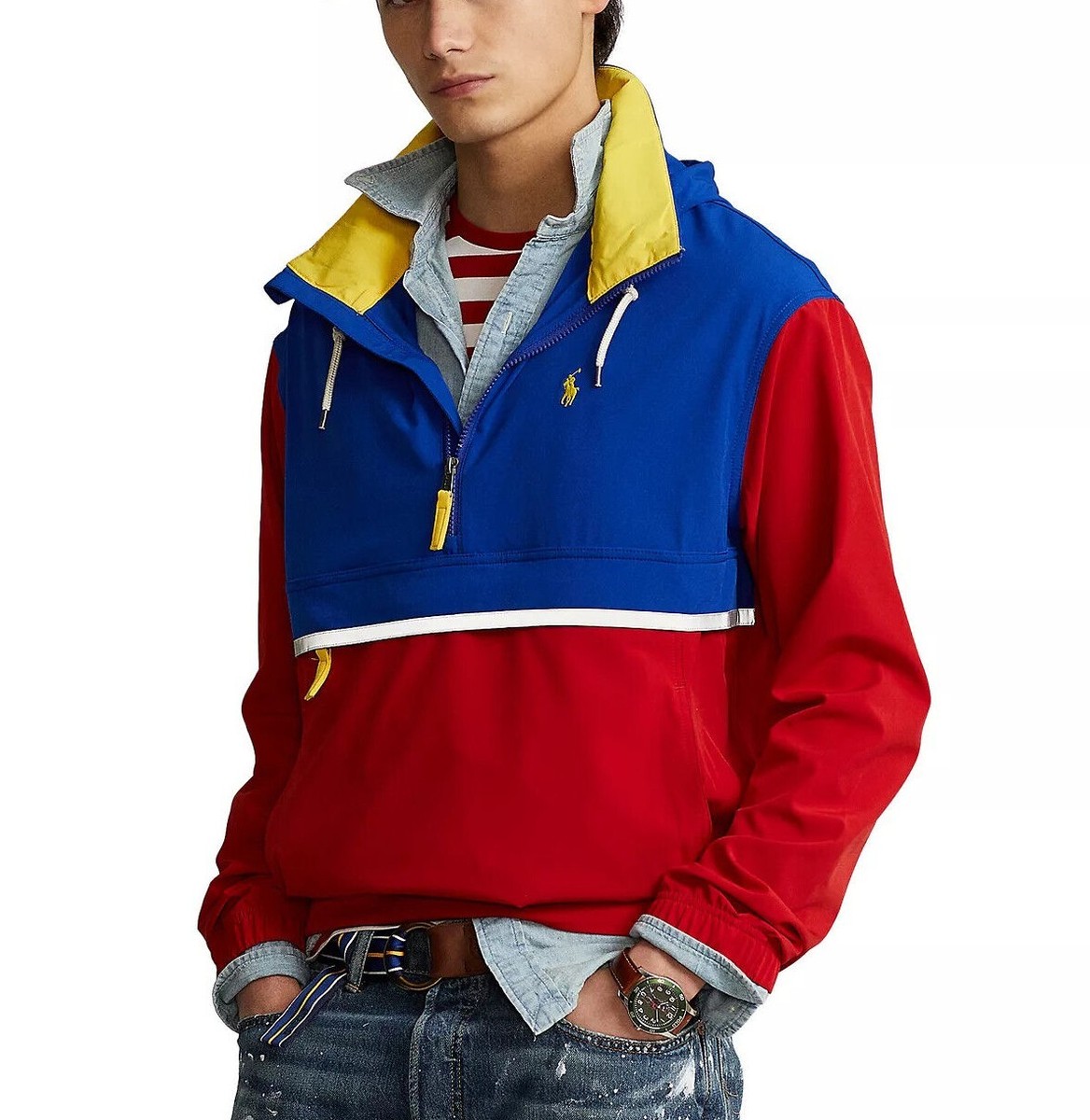 Polo Ralph Lauren Men Color Block Hooded Half-Zip Hybrid Pullover