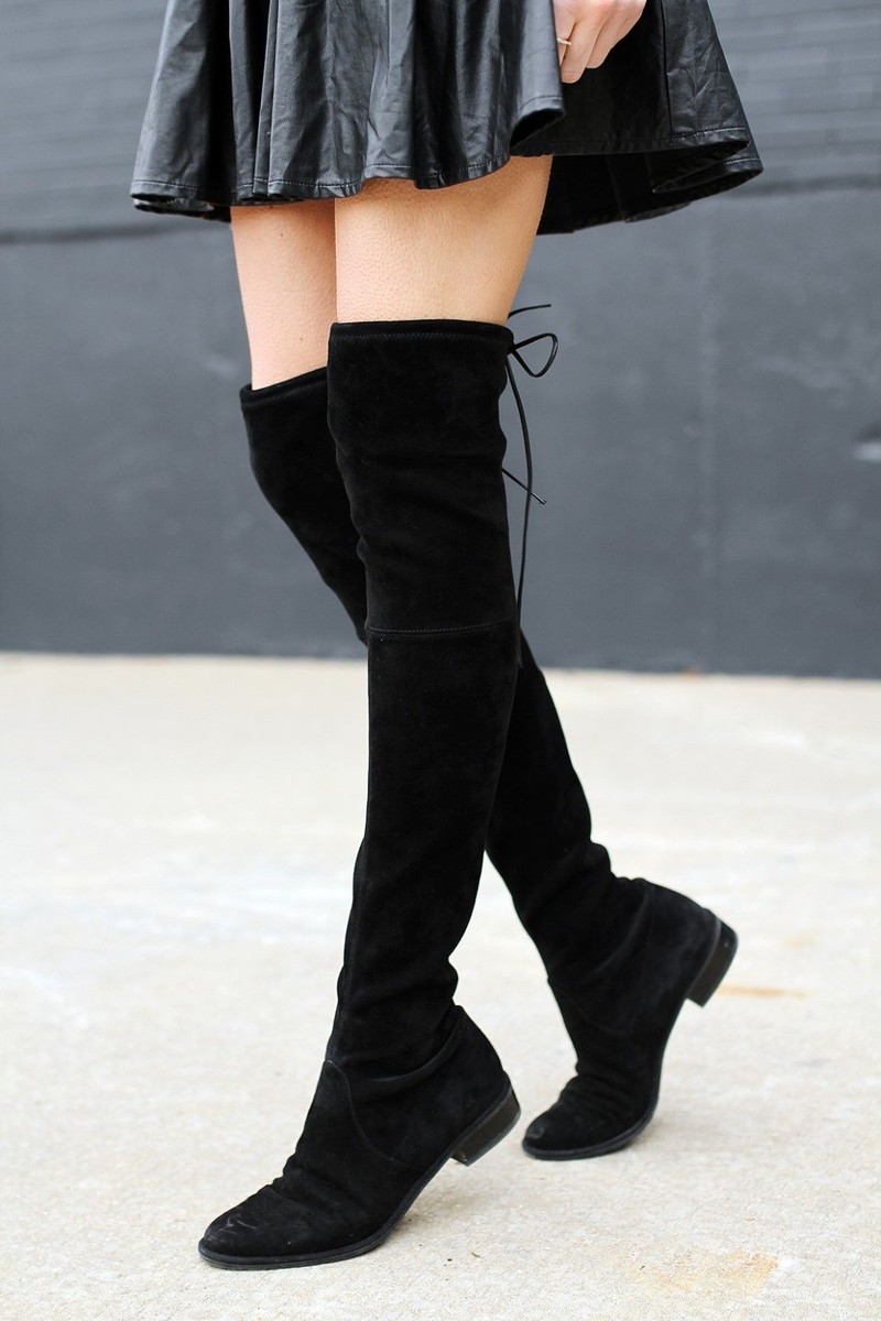 Stuart Weitzman Lowland Black Suede Over The Knee Boots Size 7 M