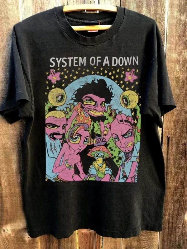 System Of A Down Band T shirt 90s Short Sleeve tee Black Unisex