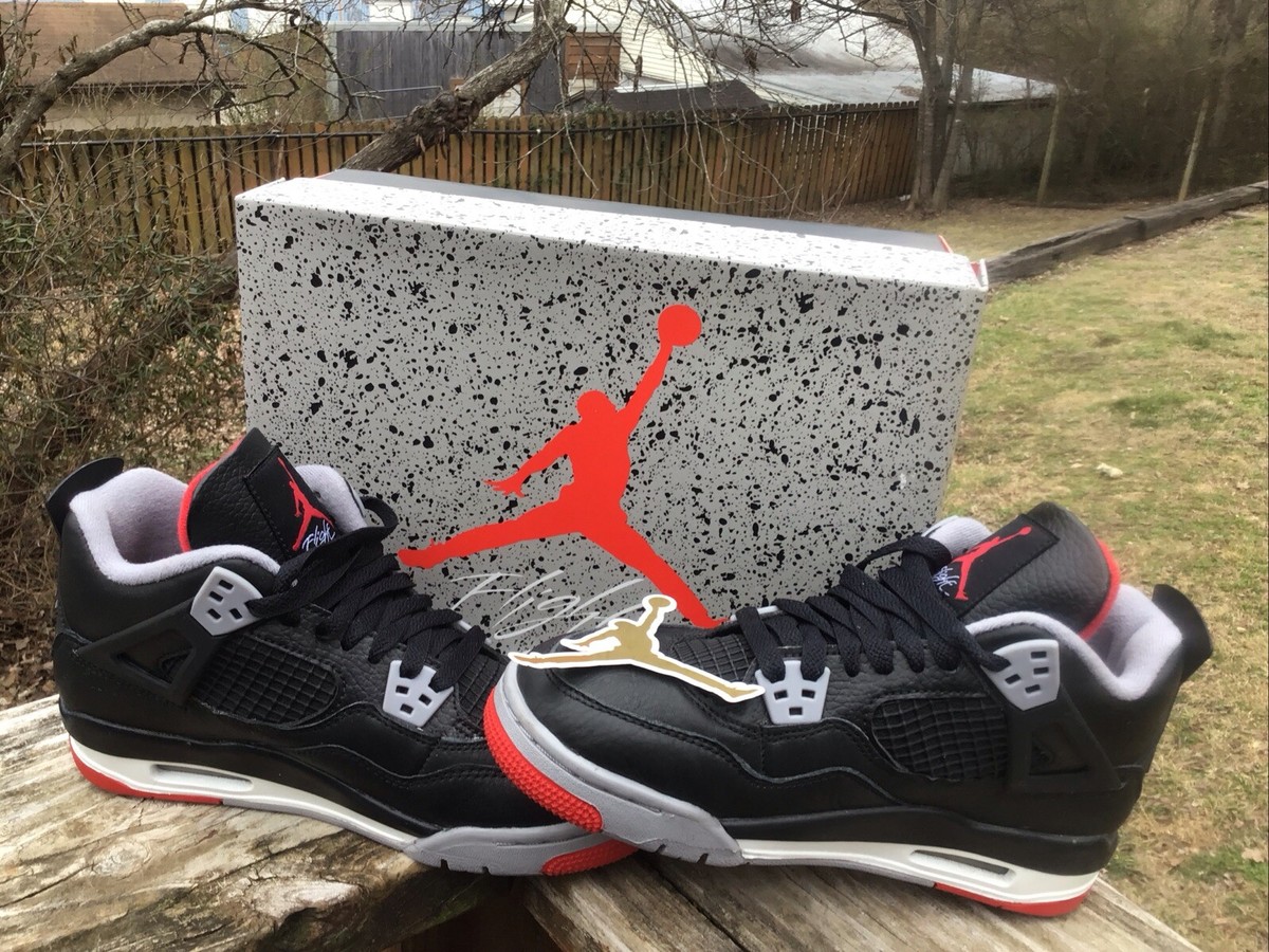 Air Jordan 4 Retro Black Fire Red & Gray Sneakers 5Y Jumpman