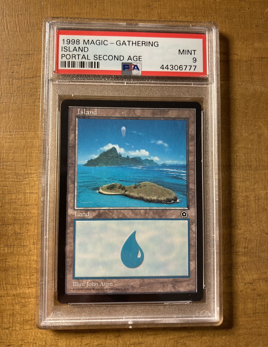 MTG✨ ISLAND ✨Portal Second Age PSA 9 MINT 1998 Vintage LAND Art