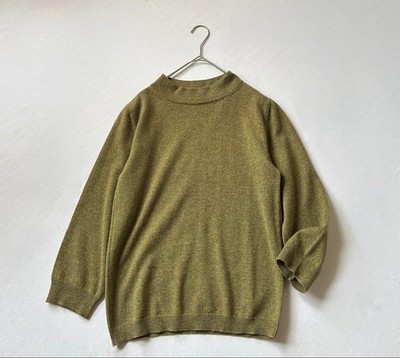 MARGARET HOWELL 3/4 Sleeve Cashmere Mock Neck Knit Sweater Size II