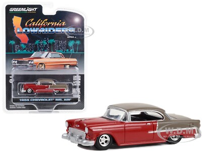 1955 CHEVROLET BEL AIR LOWRIDER RED & BRONZE 1/64 DIECAST BY