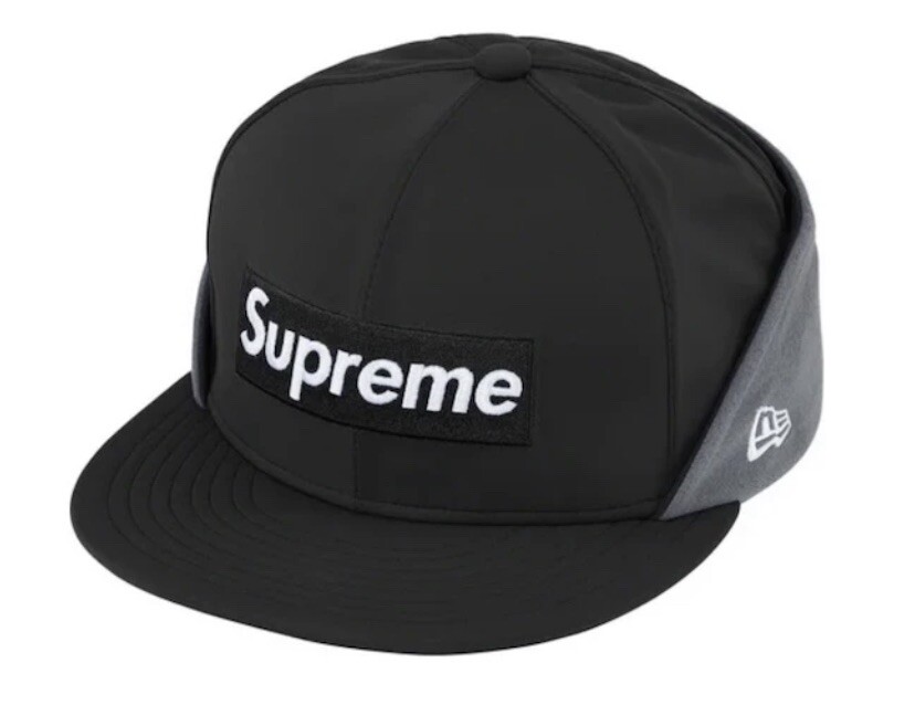 Supreme x New Era WINDSTOPPER Earflap Box Logo Cap Black Size 7 ⅝