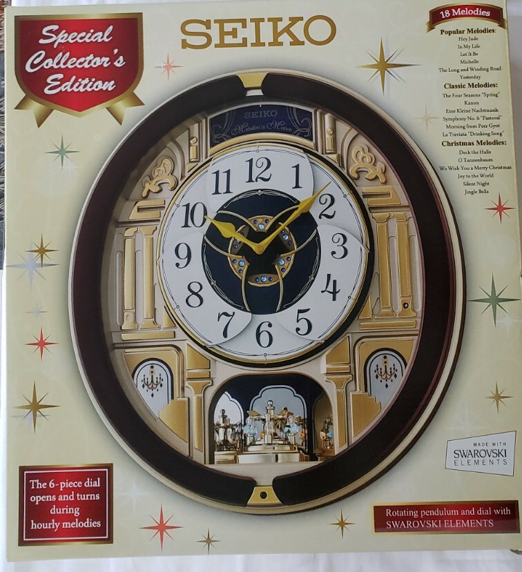 Seiko COLLECTOR'S 18 Melodies in Motion wall clock Swarovski