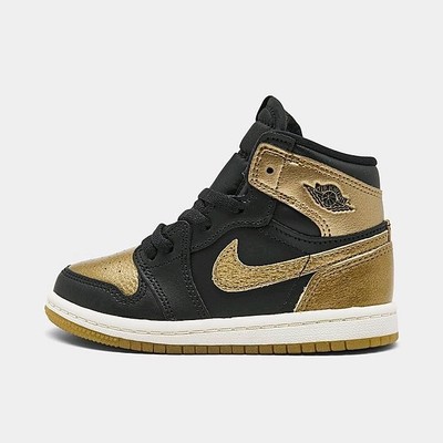 Jordan 1 Retro High OG (TD) - Black/Metallic Gold-Sail (Size 4c