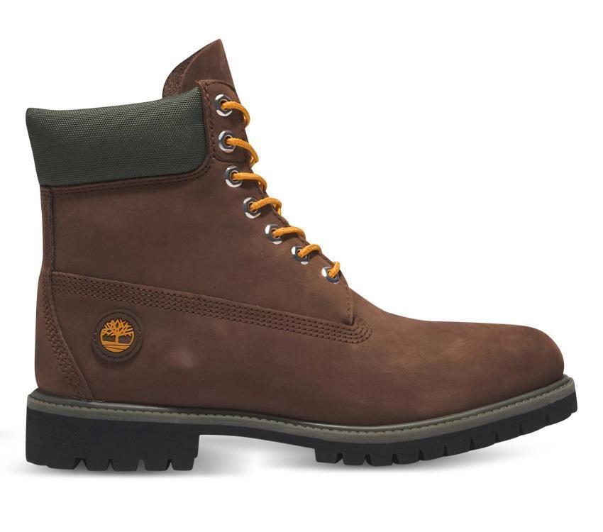 TIMBERLAND MEN'S PREMIUM 6-INCH WATERPROOF BOOTS DARK BROWN NUBUCK