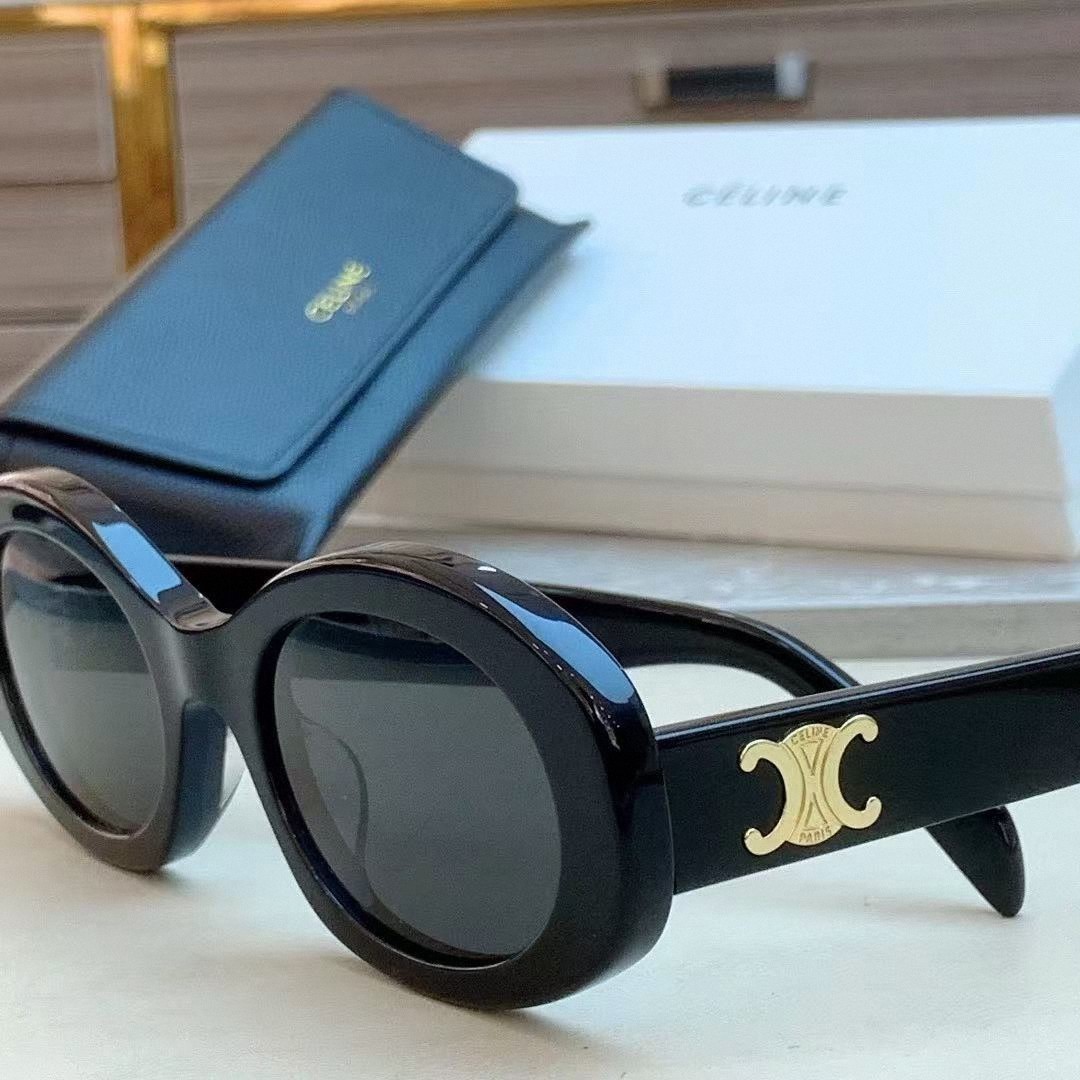 Celine Cl4019U Oval Cat Eye Sunglasses Black 100% UV | eBay