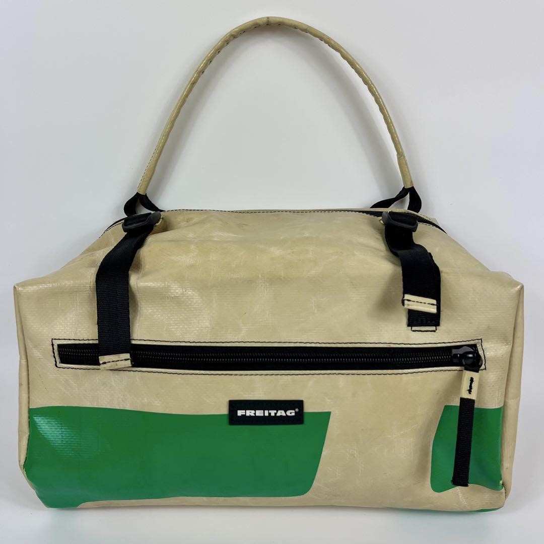 Freitag F60 JOAN Handbag Beige and Green Recycled Tarpaulin