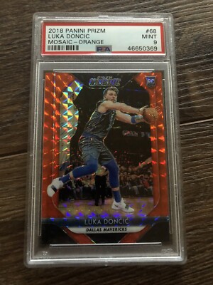 Rare 18-19 Prizm Mosaic Luka Doncic Orange Rookie RC /99 PSA 9