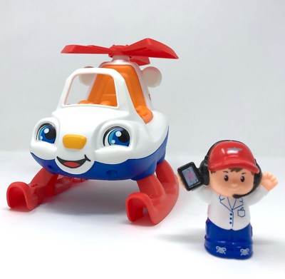 Fisher Price Little People HELICOPTER and PILOT travel plane town