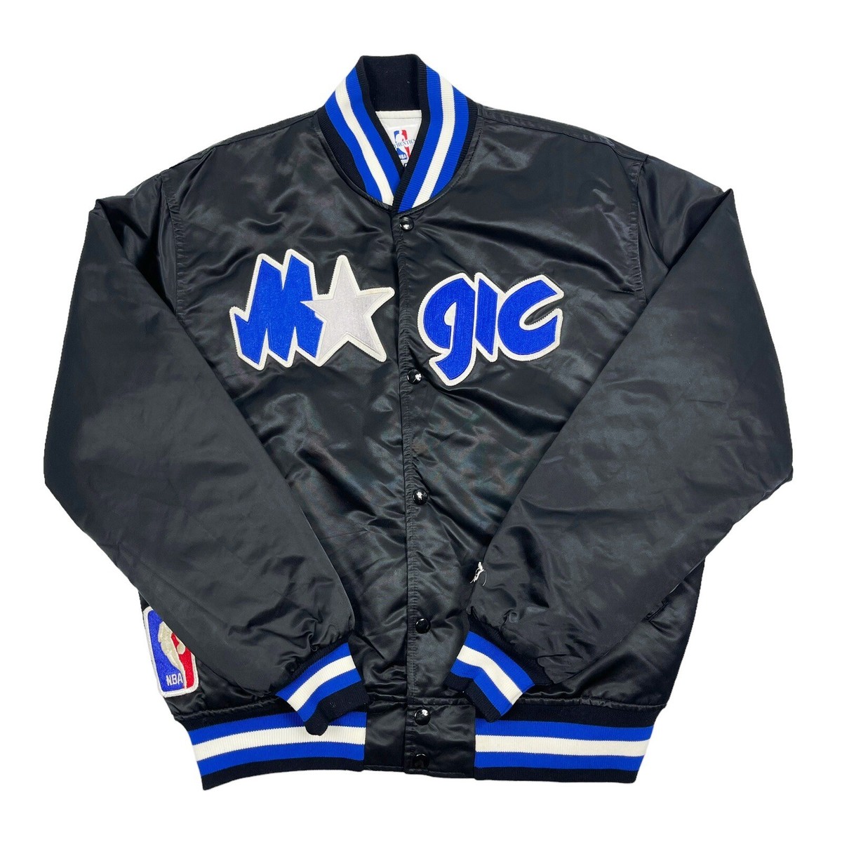 Vtg Rare NBA Orlando Magic Starter Satin Bomber Jacket Black Mens