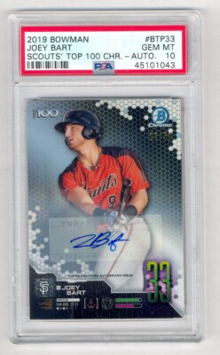 JOEY BART 2019 BOWMAN SCOUTS TOP 100 AUTO AUTOGRAPH RC #26/50 PSA