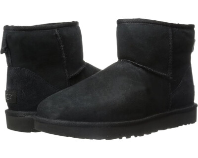 Women UGG Classic Mini II Boot 1016222 Black Suede Upper 100