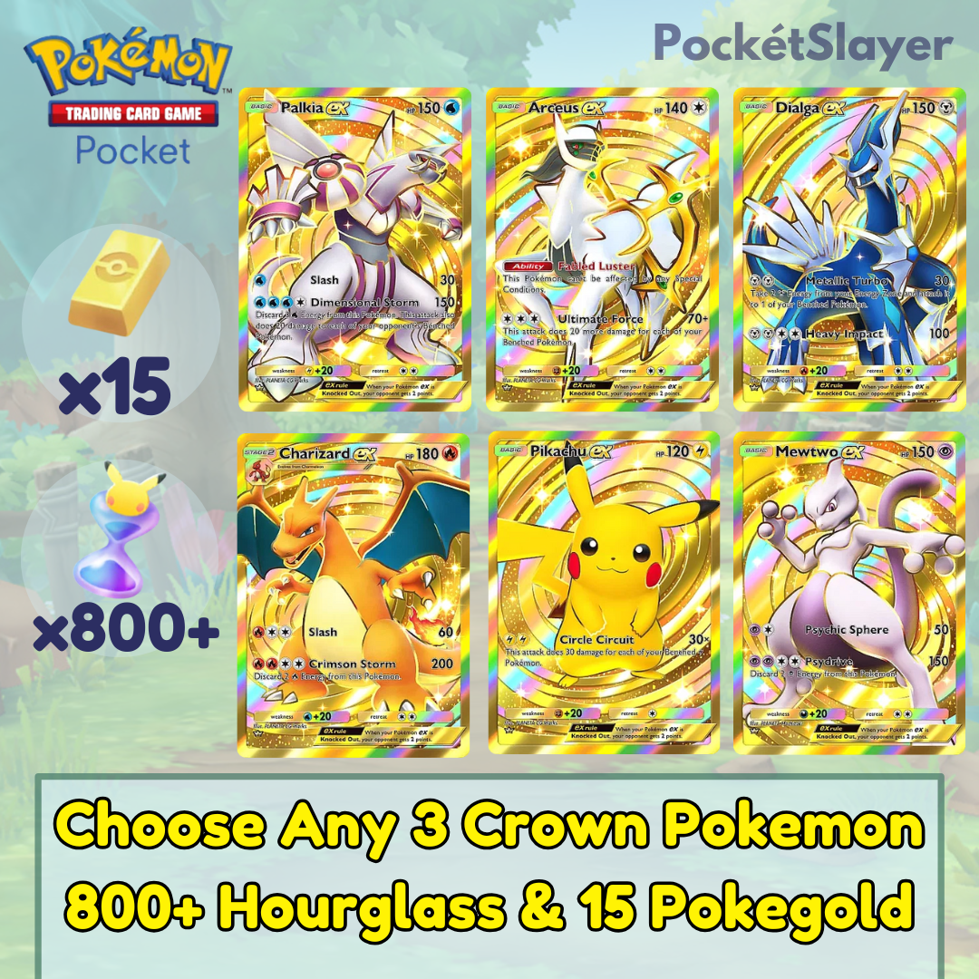 Pokemon TCG (Trading Card Game) Pocket Select 3 Crown Pokemon Card