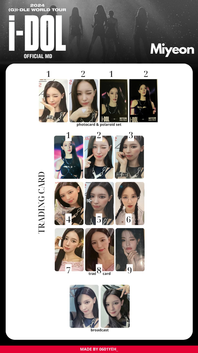 G)I-DLE WORLD TOUR I-DOL PHOTOCARD TRADING SET POLA OFFICIAL GIDLE