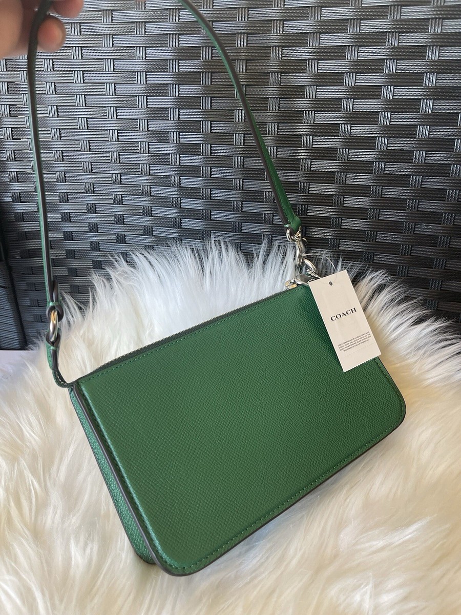 COACH Pouch Bag With Signature Canvas Detail Green NWT CJ797 | eBay