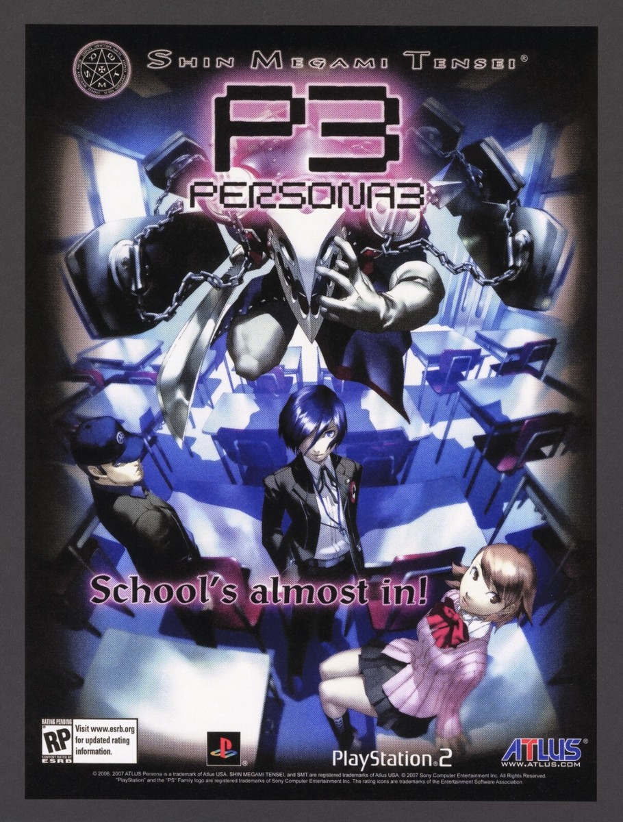 Shin Megami Tensei Persona 3 Playstation 2 PS2 PSP P3 Promo Ad Art