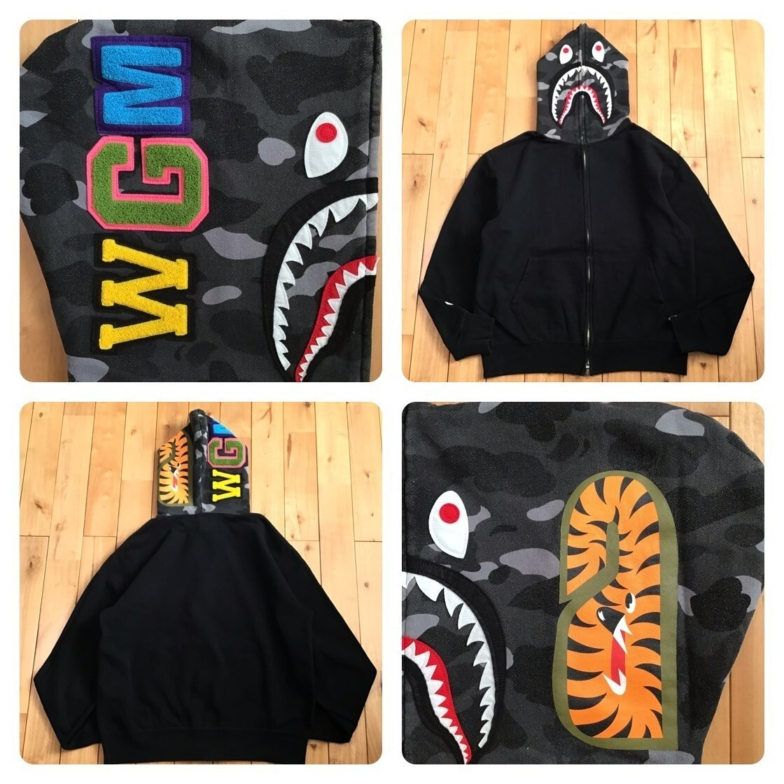Aoyama Limited BAPE camo Shark full zip hoodie NIGO Black A