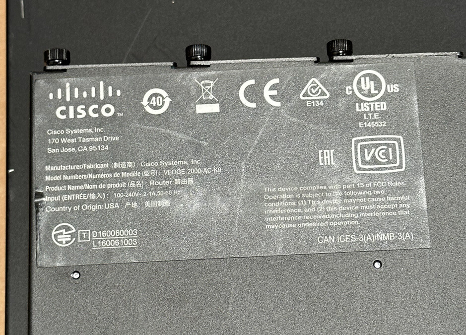 Qty Of 2 - Cisco vEdge 2000 AC K9 Router PIM-8x1GE-SFP NO PSU | eBay